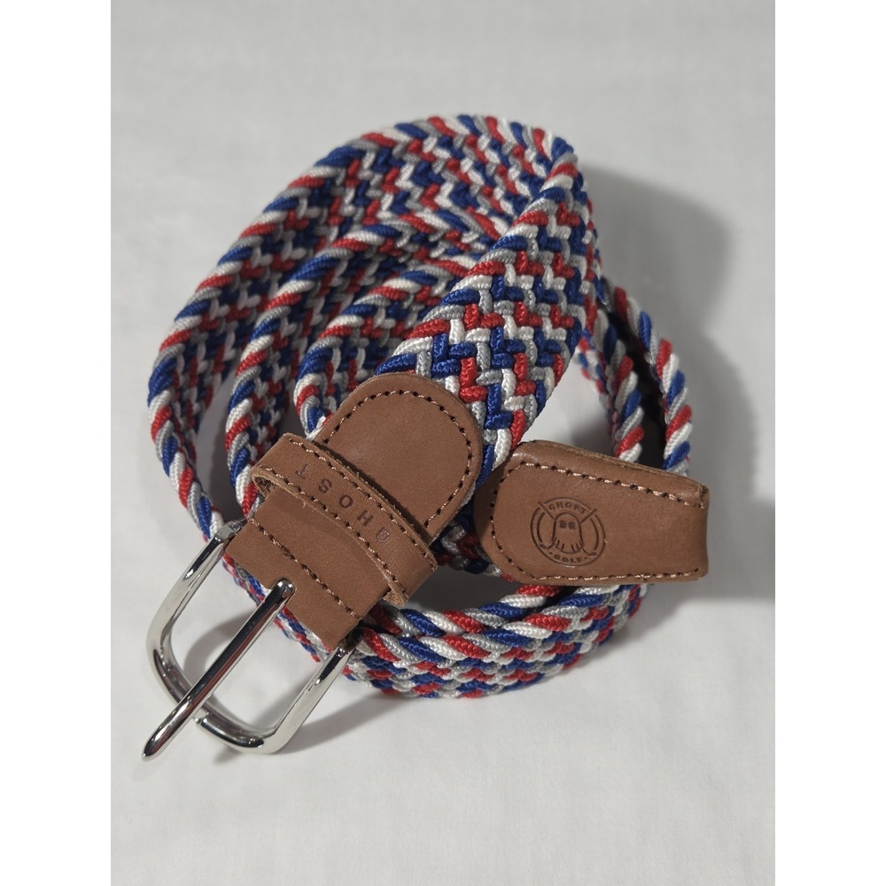 Ghost Golf Braided Belt Mens OS Red White Blue Excellent Woven Elastic Stretch